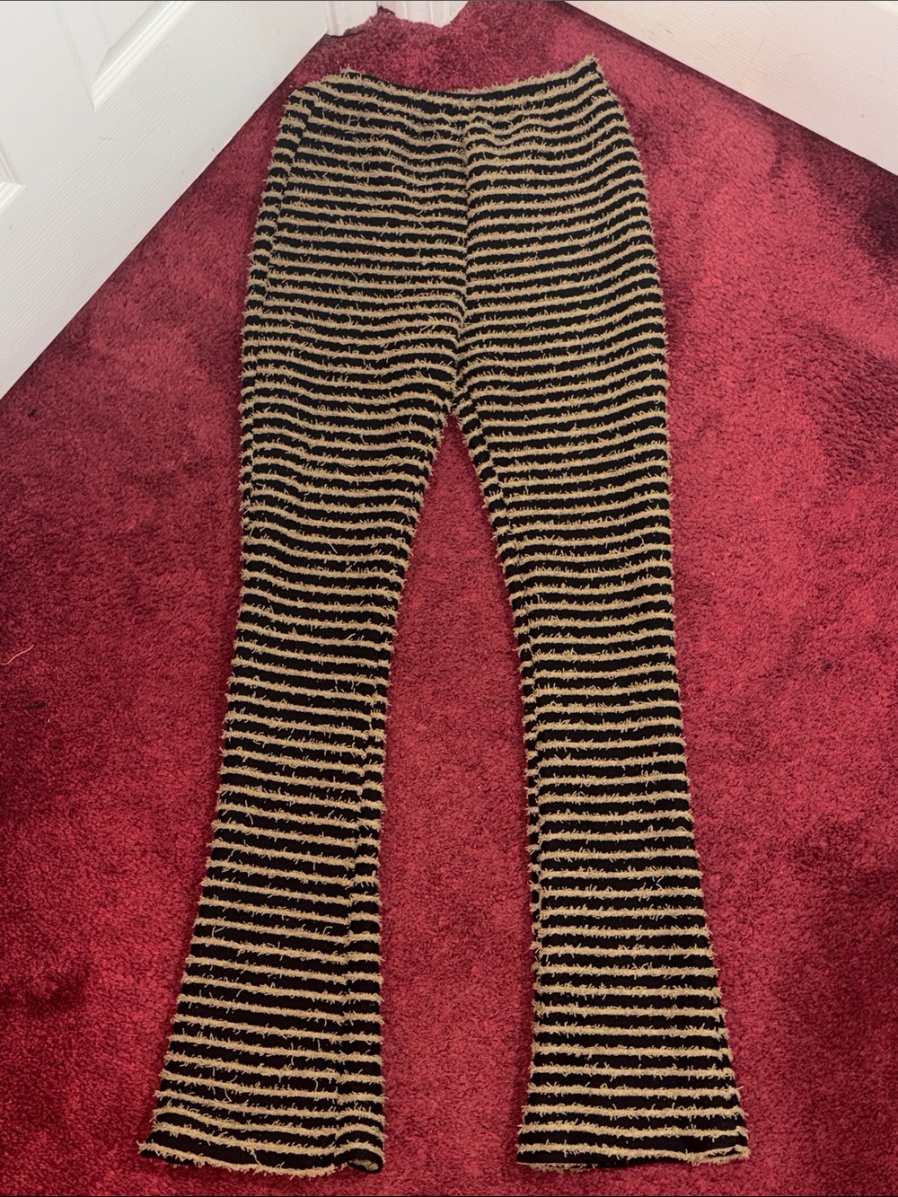 Striped Flared Pants - Black & Tan size S